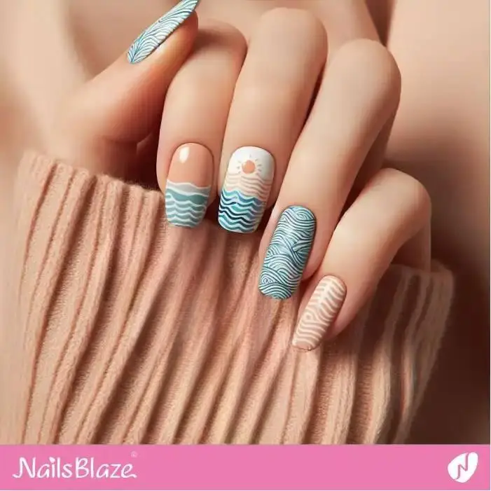 Various Ocean Waves Nail Design | Save the Ocean Nails - NB3274